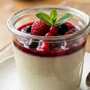 Hausgemachte Panna cotta mit Beeren